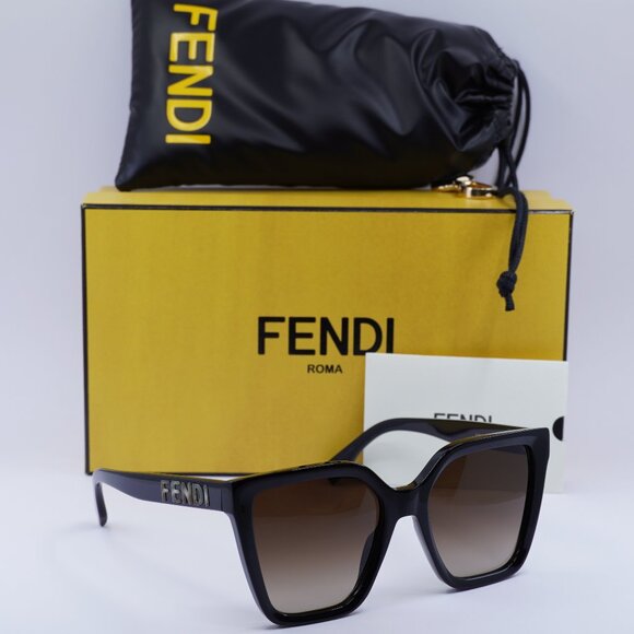 Fendi FE40086I 01F Square Sunglasses - Black/Brown Gradient - Picture 7 of 10